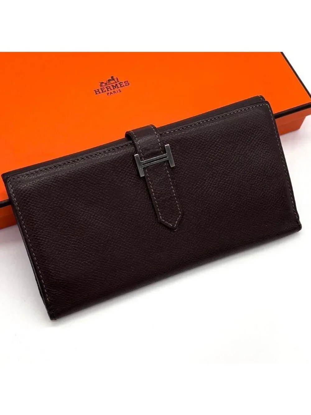 Hermes Bearn Dupri Trifold Wallet Epsom Brown